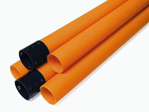 Opti drän DN 100, tyčová drenážní trubka z PVC-U, se spojkou, tyče 2,5 m,oranžová děrovan