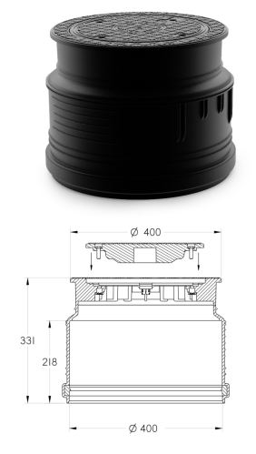 Poklop vodotěsný plastový A15, na hladkou rouru DN 400