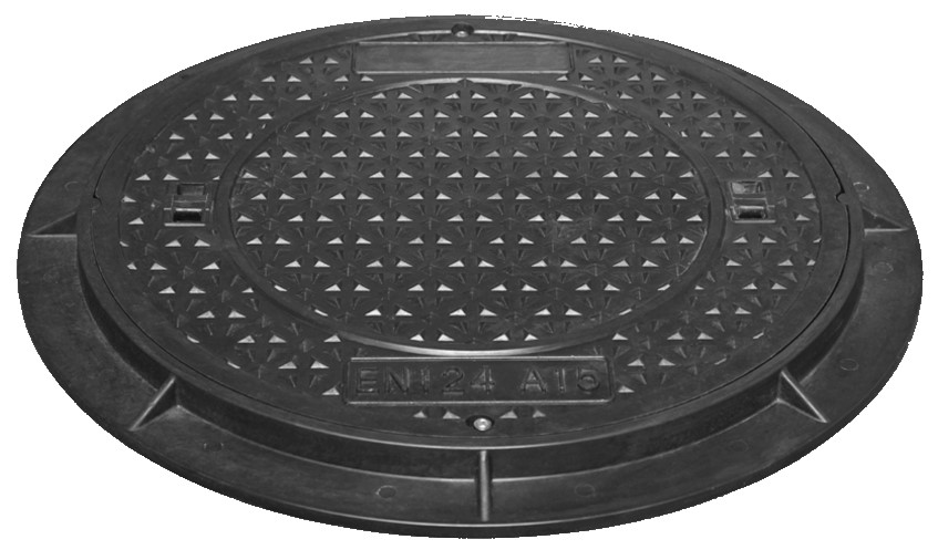 Poklop B125 do 12,5t DN 600 kruh, kompozit, h=40mm, uzam. 2x šroub, OD 780mm -  DOPRODEJ