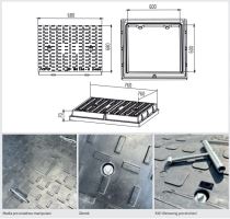 Poklop ECO A15 kN  (1,5t ) DN 600x600 hranatý, ,h=70 mm, uzamyk.s ,těsněním ,OD760x760 mm (1)